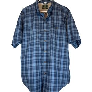 GH Bass Co Explorer Blue Plaid Short Sleeve Button Up Shirt Ventilated Men's XL